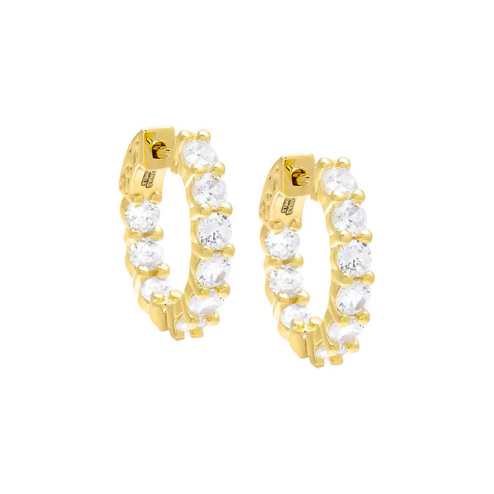 Gold CZ Round Hoop Earring - Adina Eden's Jewels