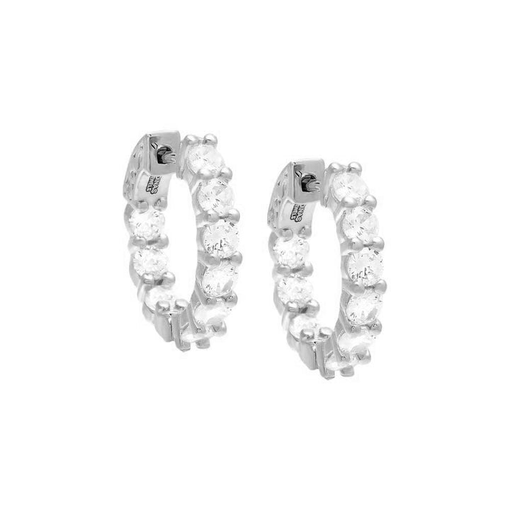 Silver CZ Round Hoop Earring - Adina Eden's Jewels