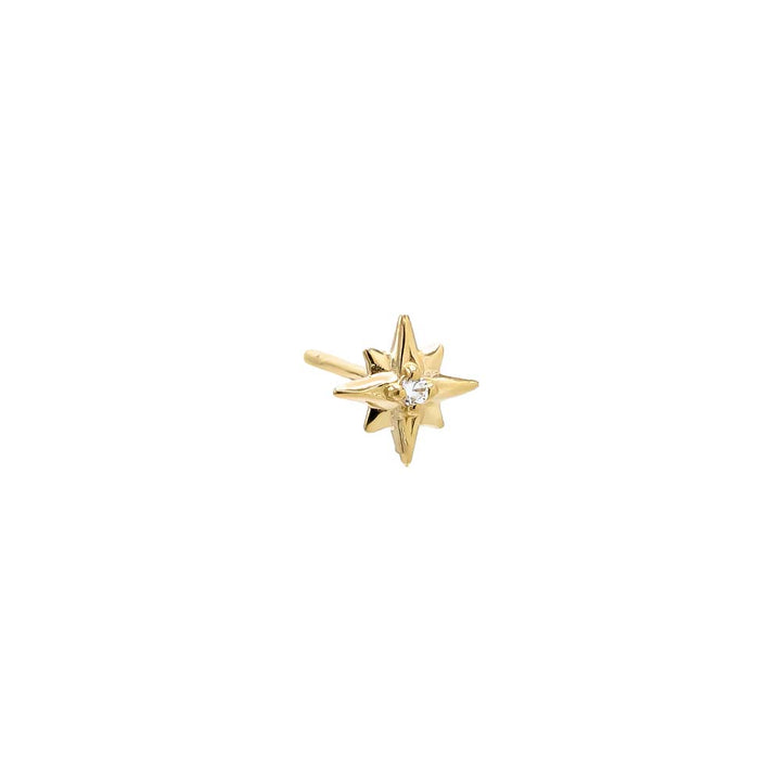 14K Gold / Single CZ Starburst Stud Earring 14K - Adina Eden's Jewels