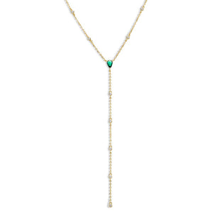 Emerald Green CZ Station Lariat Necklace - Adina Eden's Jewels