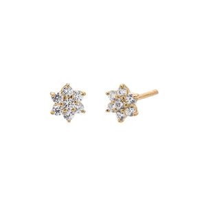 14K Gold / Pair CZ Stone Flower Stud Earring 14K - Adina Eden's Jewels