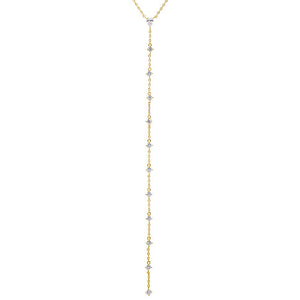 Gold CZ Teardrop Drop Lariat Necklace - Adina Eden's Jewels