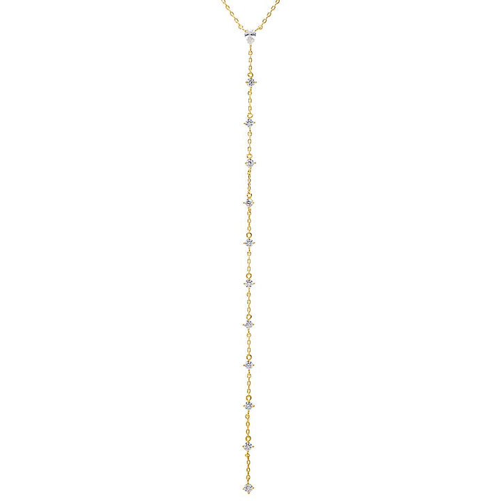 CZ Teardrop Drop Lariat Necklace