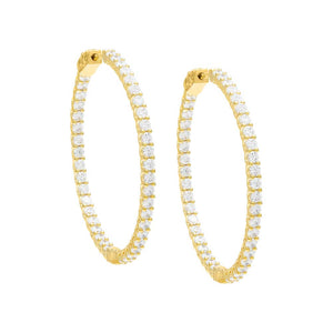 Gold Moissanite Large Tennis Inside Out Hoop Earring - Adina Eden's Jewels