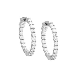 Silver Moissanite Medium Inside Out Hoop Earring - Adina Eden's Jewels
