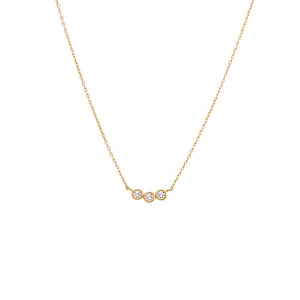 14K Gold CZ Triple Bezel Pendant Necklace 14K - Adina Eden's Jewels