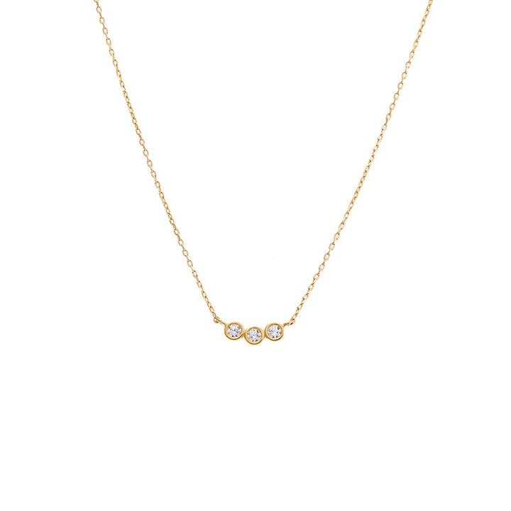 14K Gold CZ Triple Bezel Pendant Necklace 14K - Adina Eden's Jewels