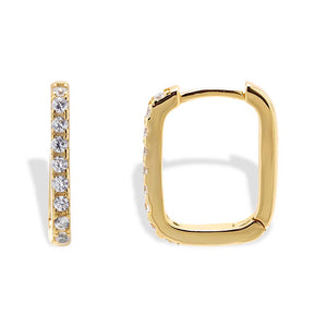 Gold / 15 MM CZ U-Shape Huggie Earring - Adina Eden's Jewels