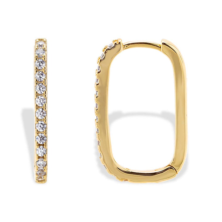 Gold / 20 MM CZ U-Shape Huggie Earring - Adina Eden's Jewels