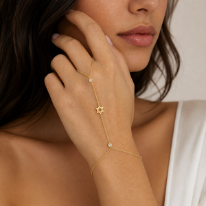 CZ Bezel Star Of David Hand Chain - Adina Eden's Jewels