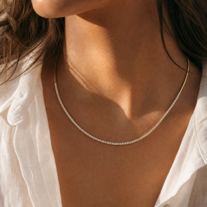 CZ Half Tennis Thin Collar Choker Necklace - Adina Eden's Jewels