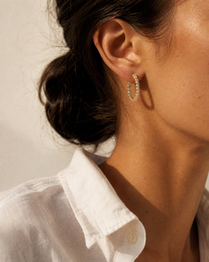 CZ Thin Round Hoop Earring