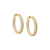 Gold / 29MM Fancy CZ Pave X Baguette Hoop Earring - Adina Eden's Jewels