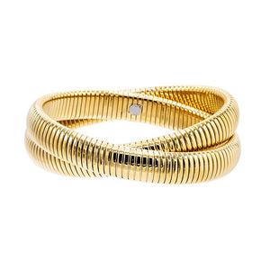 Gold Chunky Double Interwined Snake Bracelet - Adina Eden's Jewels