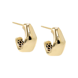 14K Gold Chunky Octagon Open Hoop Earring 14K - Adina Eden's Jewels