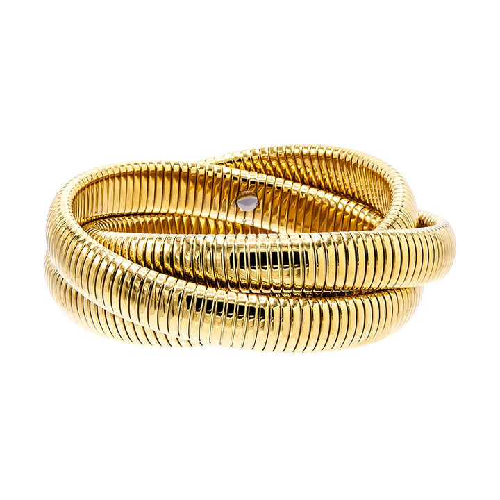 Gold Chunky Triple Intertwined Snake Bracelet - Adina Eden's Jewels
