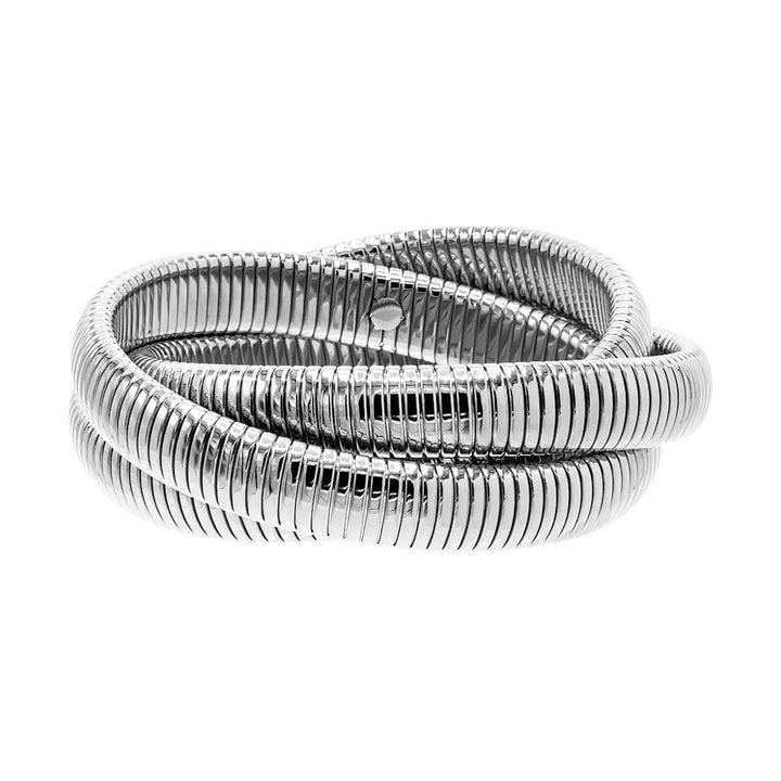 Silver Chunky Triple Intertwined Snake Bracelet - Adina Eden's Jewels