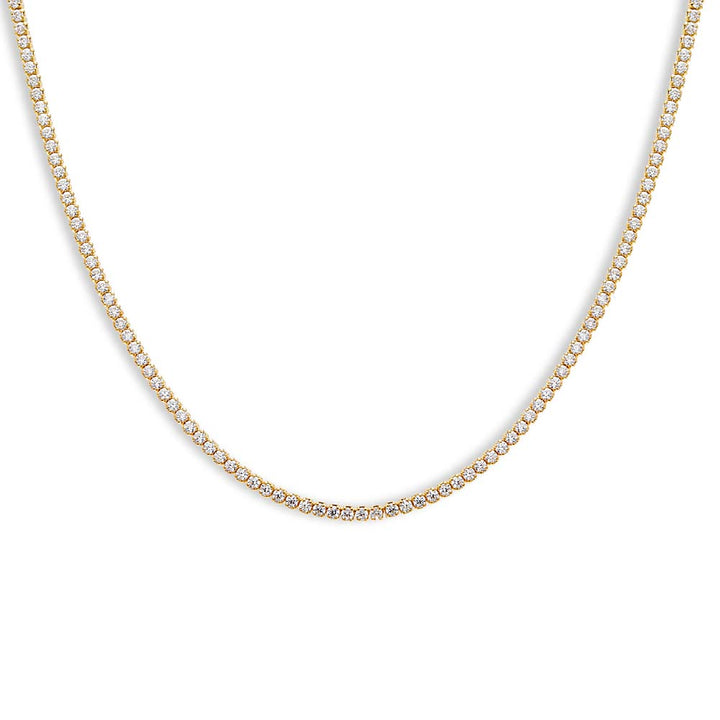 Gold / 15" Classic Thin Tennis Necklace - Adina Eden's Jewels