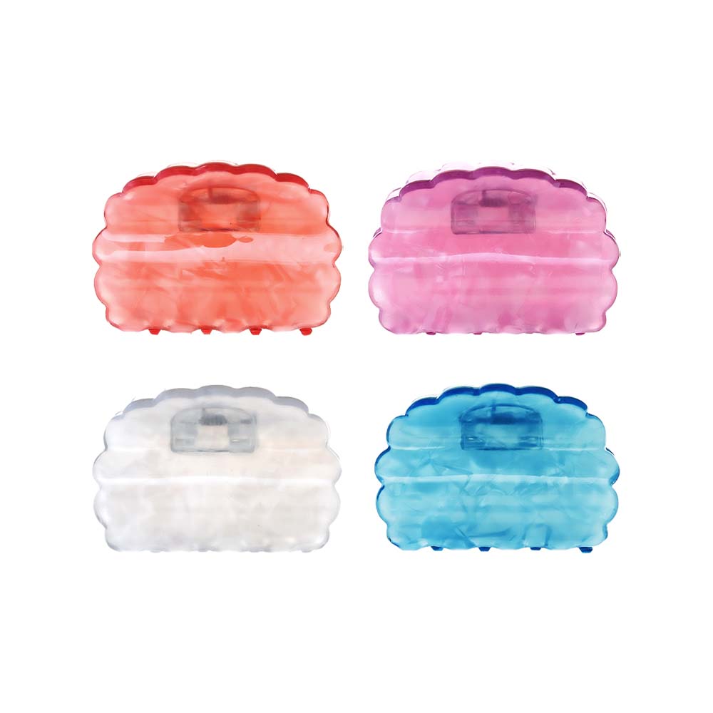 Multi Color Translucent Scallop Edge Hair Clip Set - Adina Eden's Jewels