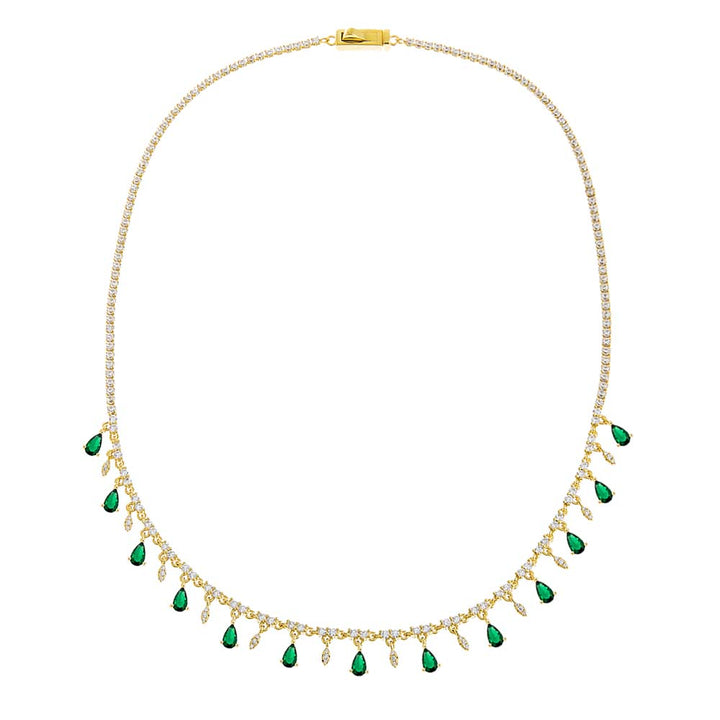  Colored Dangling Teardrop Tennis Necklace - Adina Eden's Jewels