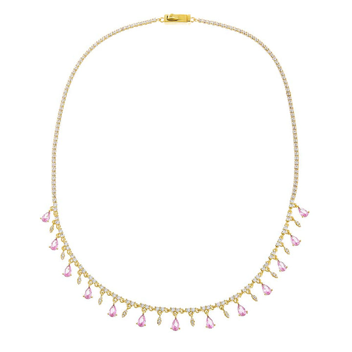  Colored Dangling Teardrop Tennis Necklace - Adina Eden's Jewels