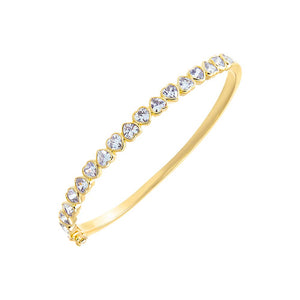 Gold Colored Heart CZ Bezel Tennis Bangle - Adina Eden's Jewels