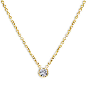 Gold Colored Mini Solitaire Bezel Necklace - Adina Eden's Jewels