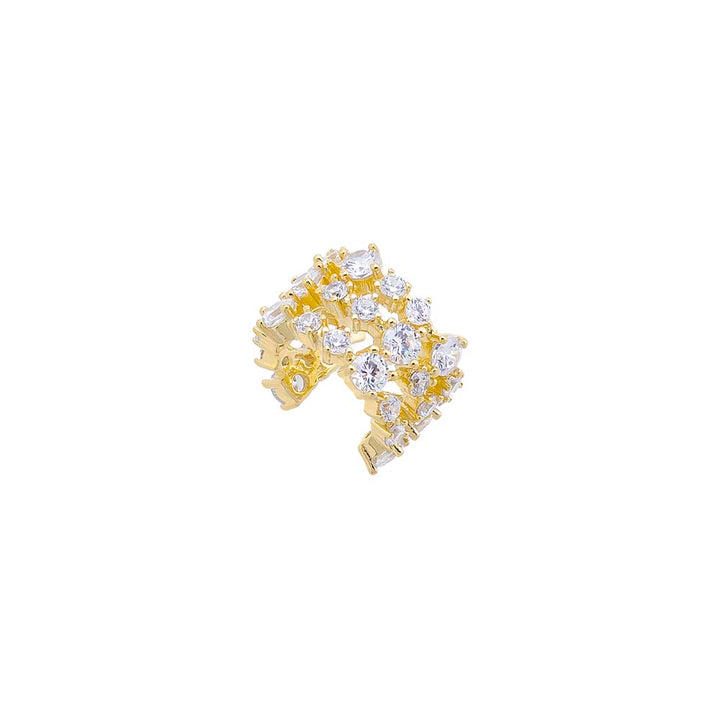 Gold / Single Colored Multi Shape Three Row Ear Cuff - Adina Eden's Jewels