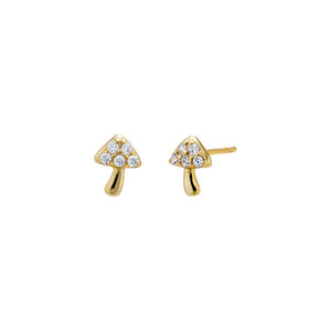 Gold / Pair Colored Pavé Mini Mushroom Stud Earring - Adina Eden's Jewels
