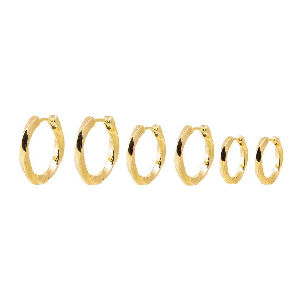 Gold Solid Three Size Huggie Earring Combo Set - Adina Eden's Jewels