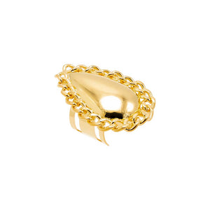 Gold Cuban Chain Brushed Teardrop Ring - Adina Eden's Jewels
