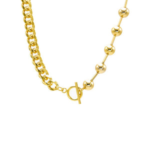 Gold Cuban Chain X Ball Toggle Necklace - Adina Eden's Jewels