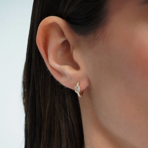 Pave X Bezel Baguette Huggie Earring - Adina Eden's Jewels