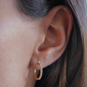 Diamond Pave Round Hoop Earring 14K - Adina Eden's Jewels