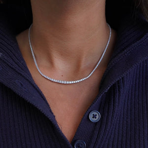 Lab Grown Diamond Graduated Tennis Necklace 14K - Adina Eden's Jewels