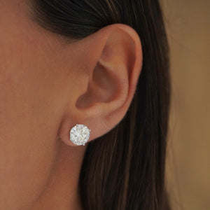 6 Carat Lab Grown Diamond Solitaire Four Prong Stud Earring 14K - Adina Eden's Jewels