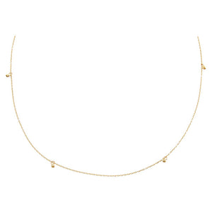 14K Gold Dainty Dangling Beaded Choker Necklace 14K - Adina Eden's Jewels