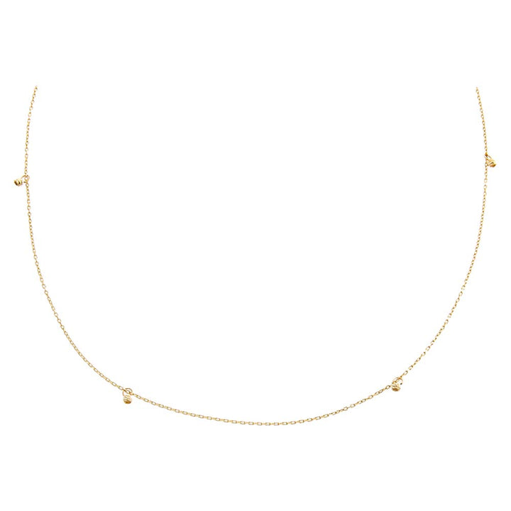 14K Gold Dainty Dangling Beaded Choker Necklace 14K - Adina Eden's Jewels