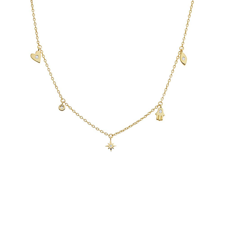 Gold Dainty Dangling Charms Necklace - Adina Eden's Jewels
