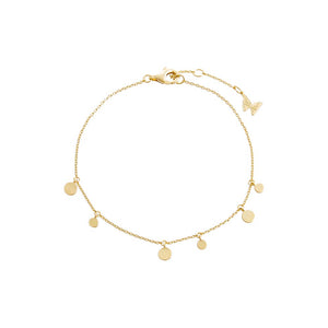 Gold Dainty Dangling Solid Discs Bracelet - Adina Eden's Jewels