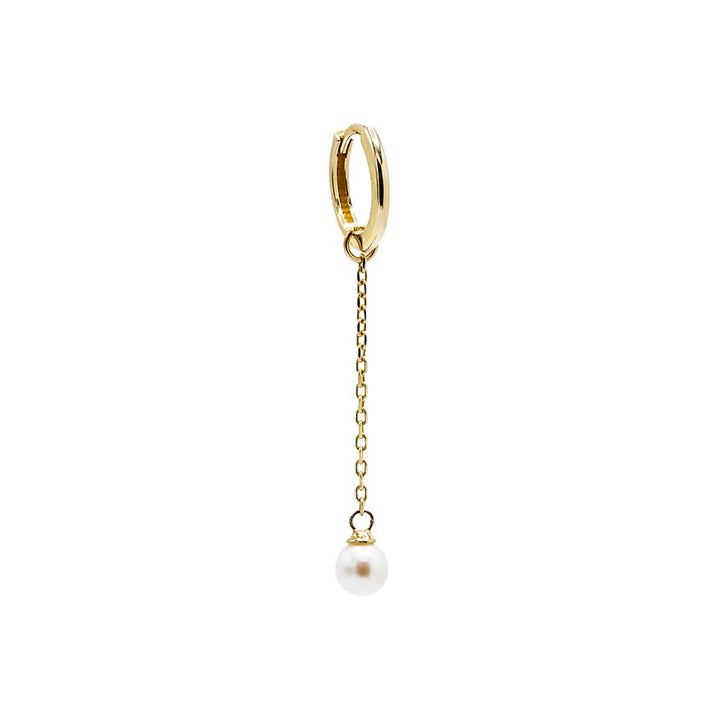  Dangling Chain Pearl Drop Huggie Earring 14K - Adina Eden's Jewels