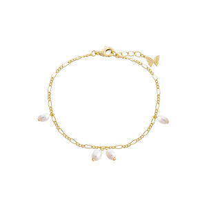 Pearl White Dangling Pearl Clusters Bracelet - Adina Eden's Jewels
