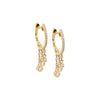 14K Gold / Pair Diamond Bezel Dangling Huggie Earring 14K - Adina Eden's Jewels