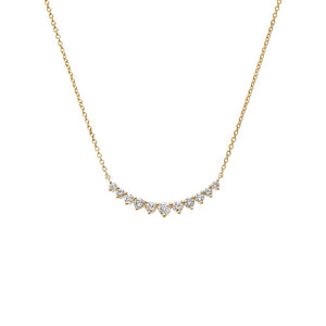 14K Gold Diamond Large Graduated Curved Bar Necklace 14K - Adina Eden's Jewels