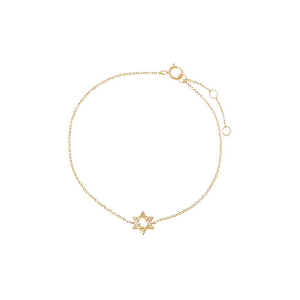 14K Gold Diamond Pave/Solid Star Of David Bracelet 14K - Adina Eden's Jewels
