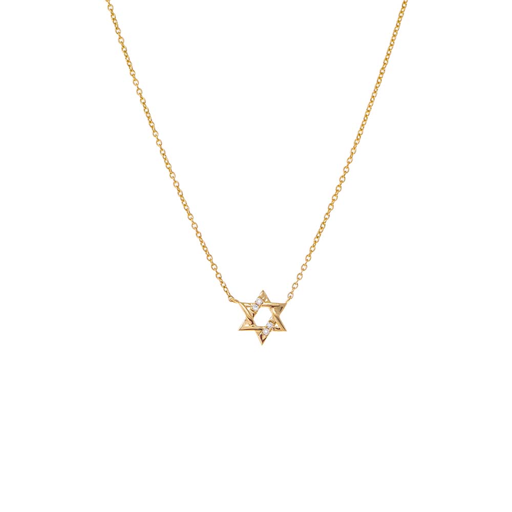 14K Gold Diamond Pave/Solid Star Of David Necklace 14K - Adina Eden's Jewels