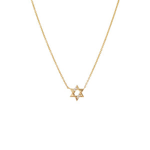 14K Gold Diamond Pave/Solid Star Of David Necklace 14K - Adina Eden's Jewels