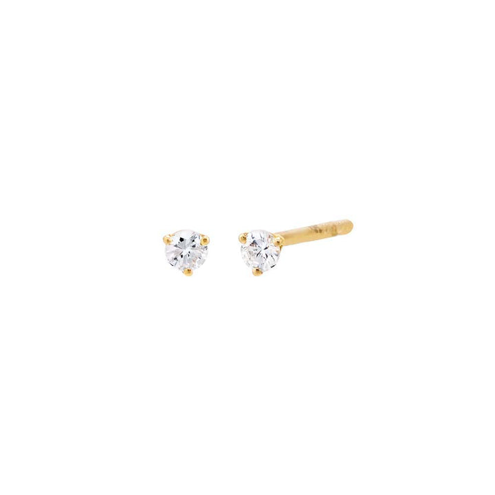 14K Gold / Pair Diamond Tiny Solitaire Stud Earring 14K - Adina Eden's Jewels