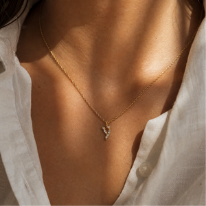 Diamond Pave Hebrew Initial Necklace 14K
