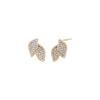 Gold Pave Double Leaf Stud Earring - Adina Eden's Jewels